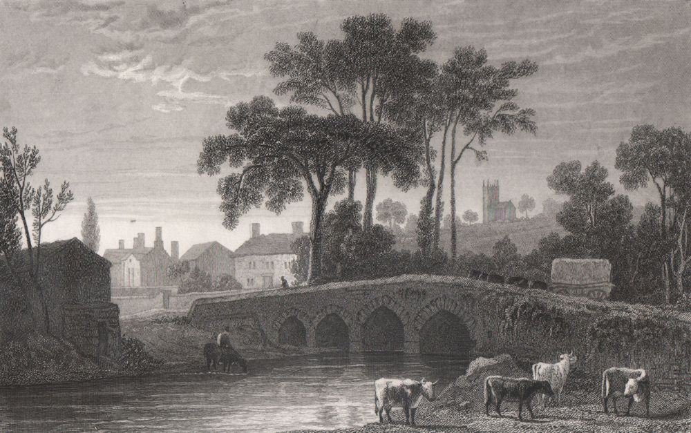 Llanblethian, Glamorganshire, Wales, by Henry Gastineau 1835 old antique print